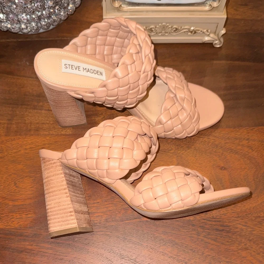 Steve Madden Women's Braided Sandals - tan heels size 8 - Picture 2 of 8